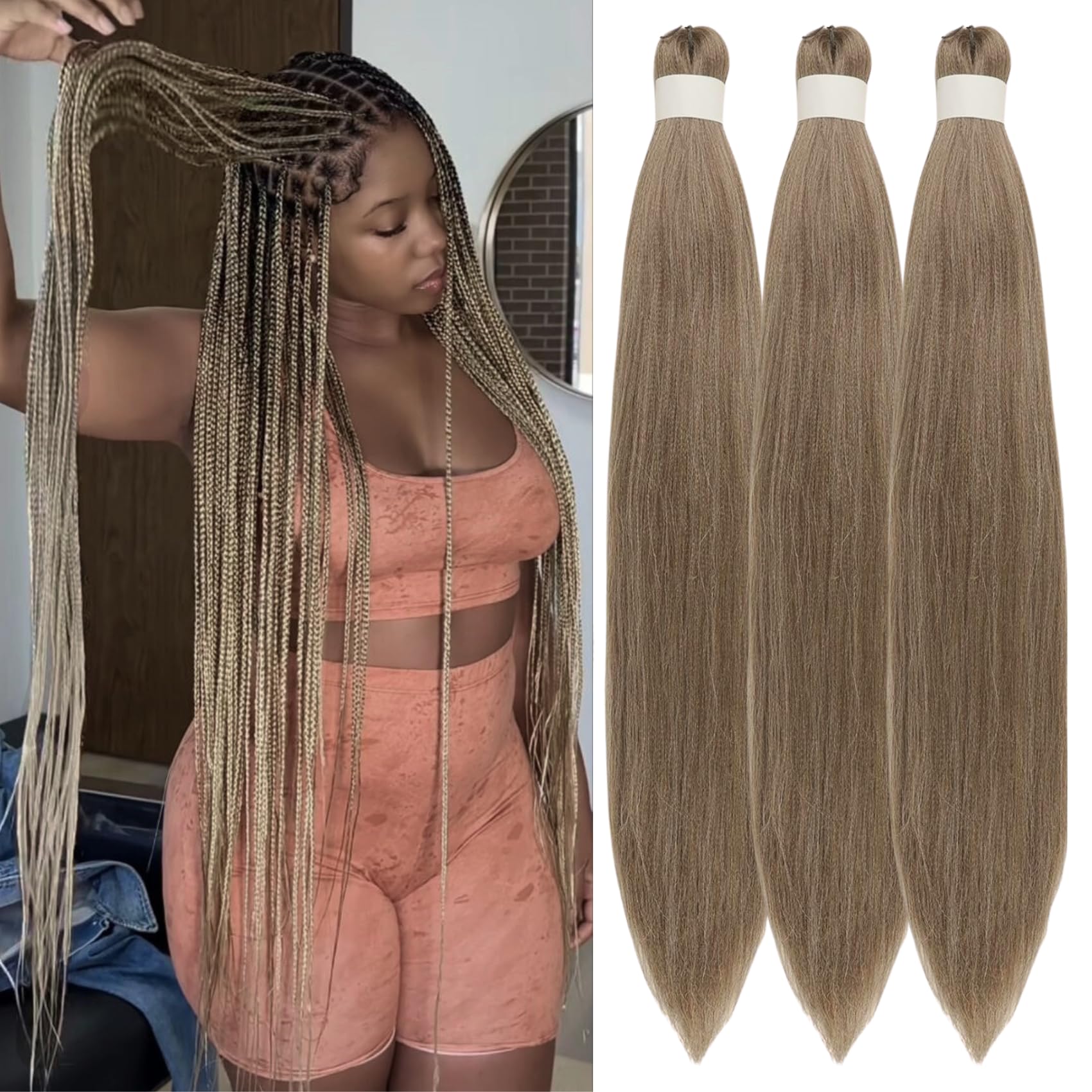 Amazon.com : Brown Ash Braiding Hair Pre stretched Ez Braid